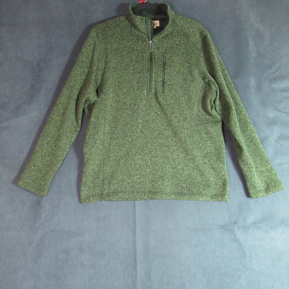 Vintage Woolrich Pullover Mens Large Green Knit Sweater Outdoors 1/4 Zip Lodge